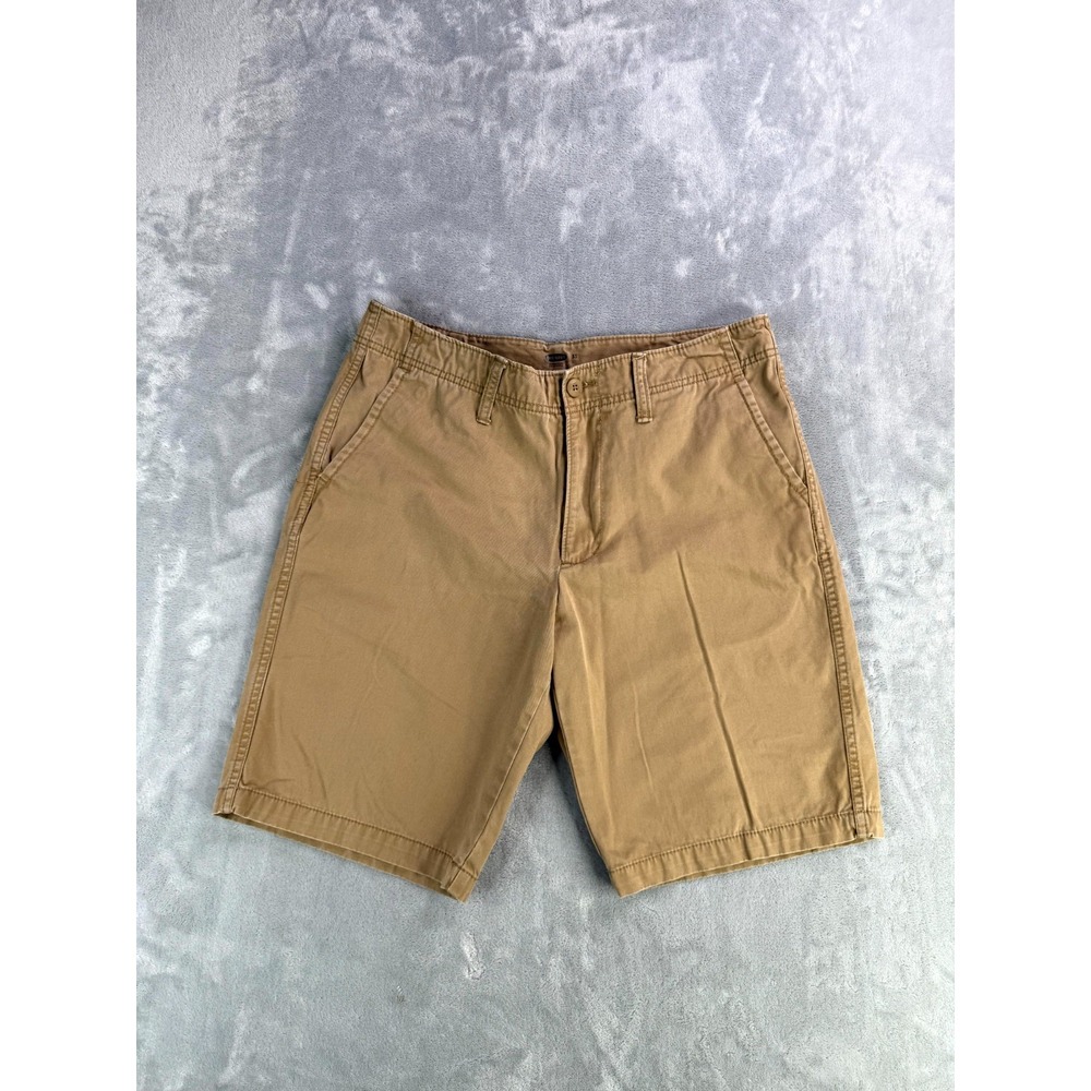 Old Navy Chino Shorts Mens 33 Khaki Stretch Mid Rise Flat Front Casual Everyday